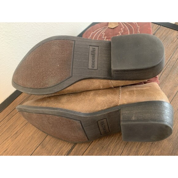 COCONUTS by Matisse GAUCHO Red and Tan Cowboy Western Boots Women's SZ 7 - Picture 3 of 6